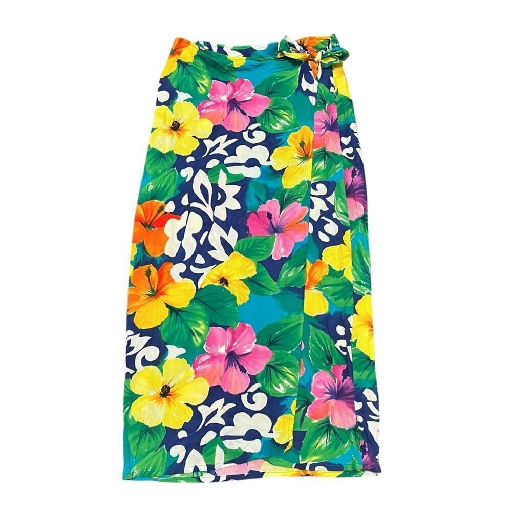Jams World Colorful Floral Wrap Midi Skirt